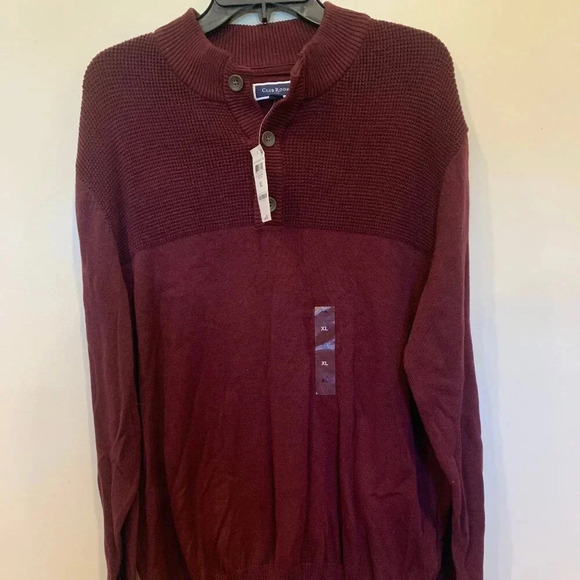 Mens Club Room Quarter Button Mock Neck Long Sleeve Sweater NWT -B2 - Picture 2 of 7